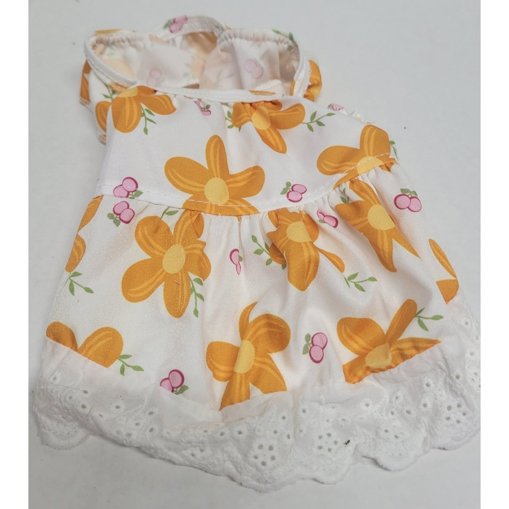 Floral‎ Pet Dress XS Yellow Flowers  Lace Trim Sleeveless